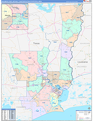 Beaumont-Port Arthur Metro Area Wall Map Color Cast Style 2026